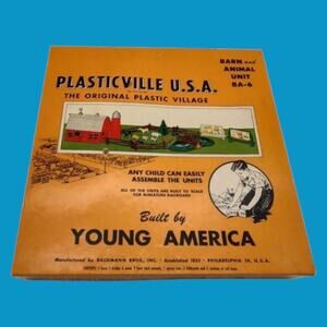 Complete Rare Plasticville Barn & Animal Unit BA-6 Set Box with Original Box